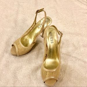 Guess tan lace heels size 6.5